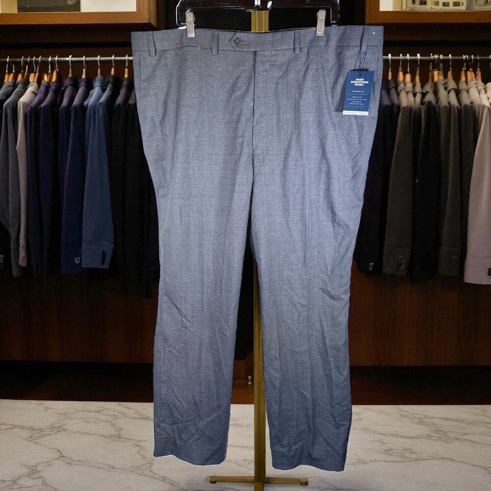⭐️Hart Schaffner Marx Men's 44 Regular 44R Gray 100% Wool Chicago Dress Pants